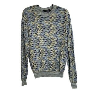 Vintage JHANE BARNES Mens 100% Silk Abstract Print Crewneck Sweater L